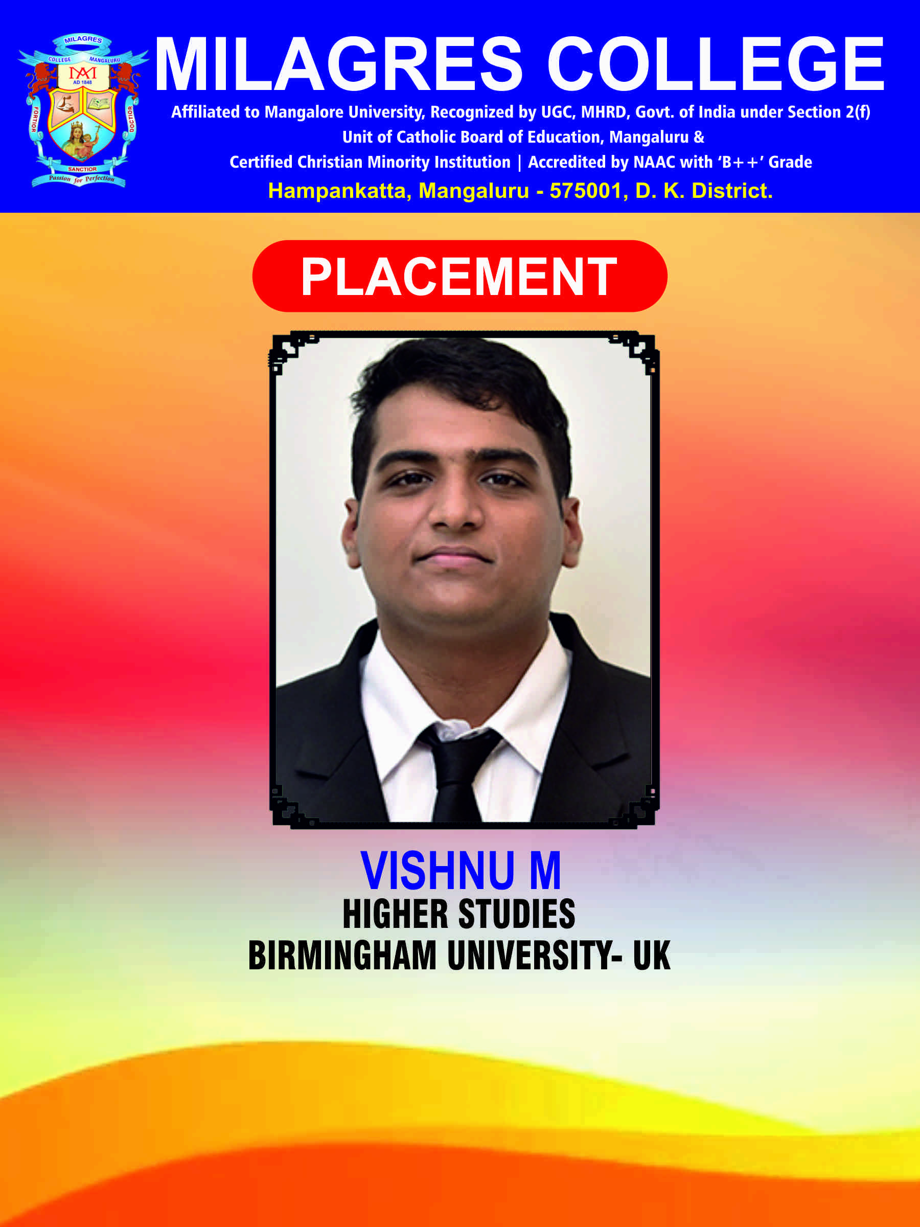 Successfully placed student